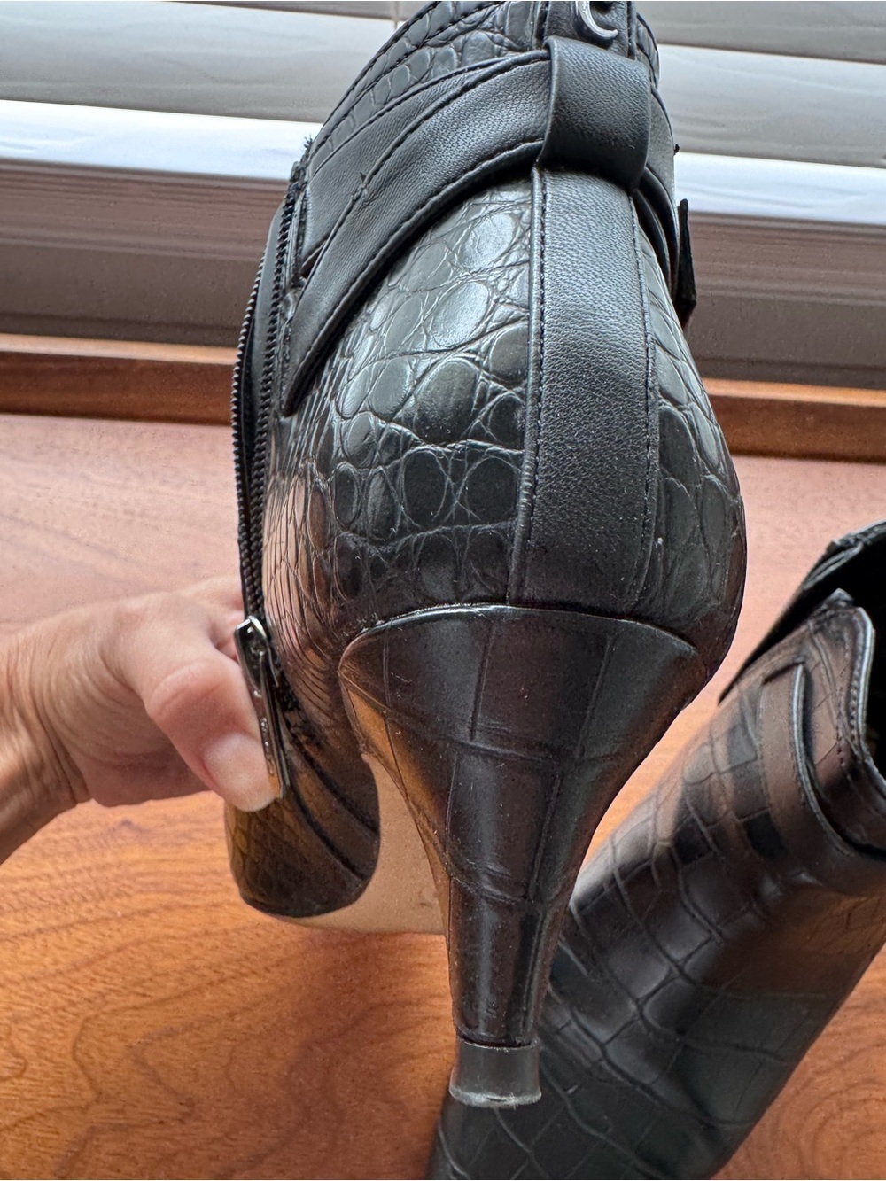 Ankle Boots by Sam Edelman Black Croc-Embossed Pointed - Picture 5 of 9